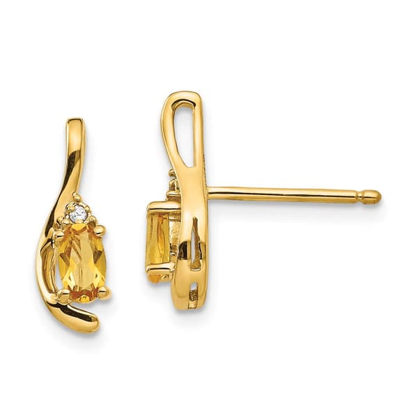 14kt. Yellow Gold Oval Citrine Stud Earrings - image 