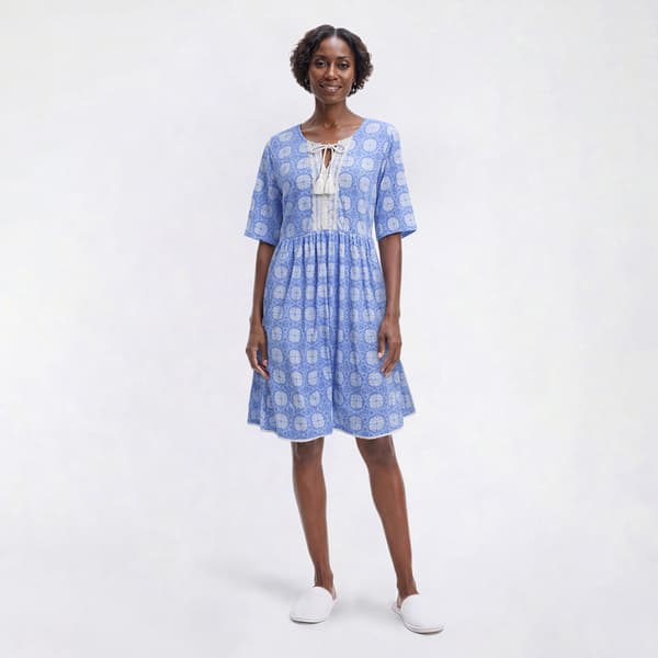 Womens Muk Luks Short Sleeve Medallion Crinkle Gauze Nightshirt