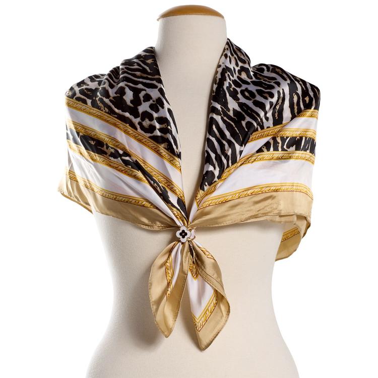 Womens Jessica McClintock Border Animal Square Scarf