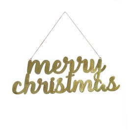 National Tree 19in. Merry Christmas Metal Sign w/ Gold Finish