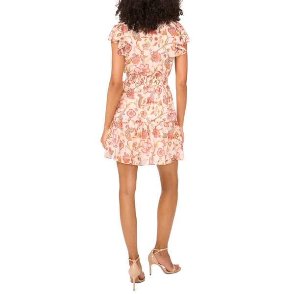 Petite MSK Flutter Sleeve Floral Chiffon A-Line Dress