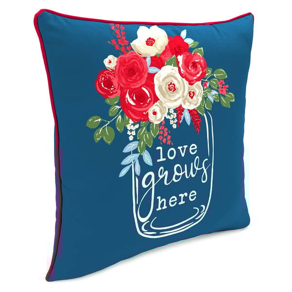 Jordan Manufacturing Love Grows Floral Outdoor Throw Pillow
