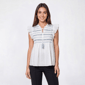 Womens OneWorld Flutter Cap Sleeve Peasant Smocking Blouse - image 1