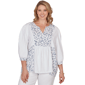 Plus Size Ruby Rd. French Riviera 3/4 Sleeve Mixed Floral Blouse - image 1