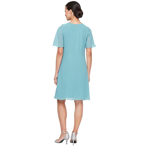 Plus Size SLNY Short Sleeve Asymmetric Tulip Sheath Dress