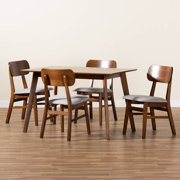 Baxton Studio Euclid Walnut Brown Finished Wood 5pc. Dining Set