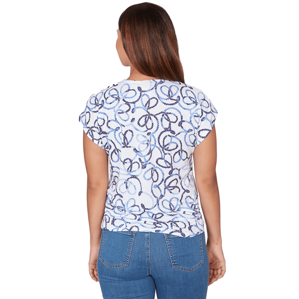 Womens Hearts of Palm Smooth Sailing Nautical Rope Blouse