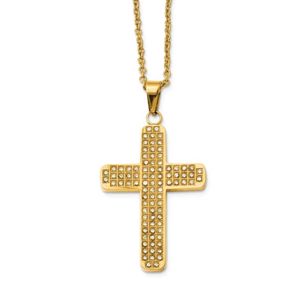 Mens Gentlemen's Classics&#40;tm&#41; Yellow Plated & CZ Center Cross Neckla - image 