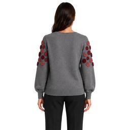 Womens Zac & Rachel Long Floral Puff Sleeve Sweater
