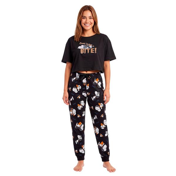 Juniors Peanuts(tm) Short Sleeve Snoopy Halloween Joggers Pajama Set