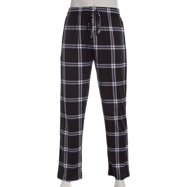 Mens Preswick & Moore(R) Plaid Drawstring Pajama Pants - Black - image 