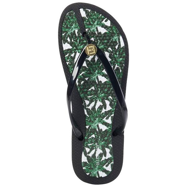 Womens Ellen Tracy Palm Trees Jelly Flip Flops with Charm