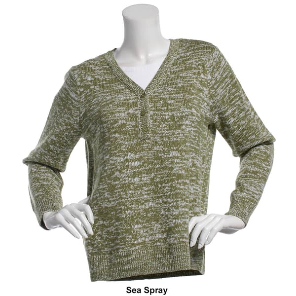 Womens Hasting & Smith Long Sleeve Two in One Marled Sweater