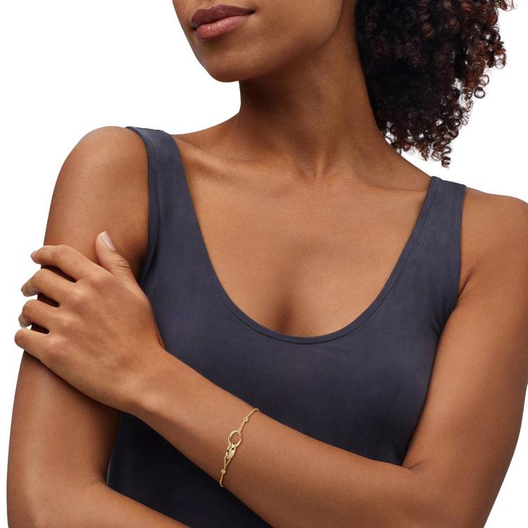Gold Classics™ Double Oval on Wheat Chain Bolo Bracelet