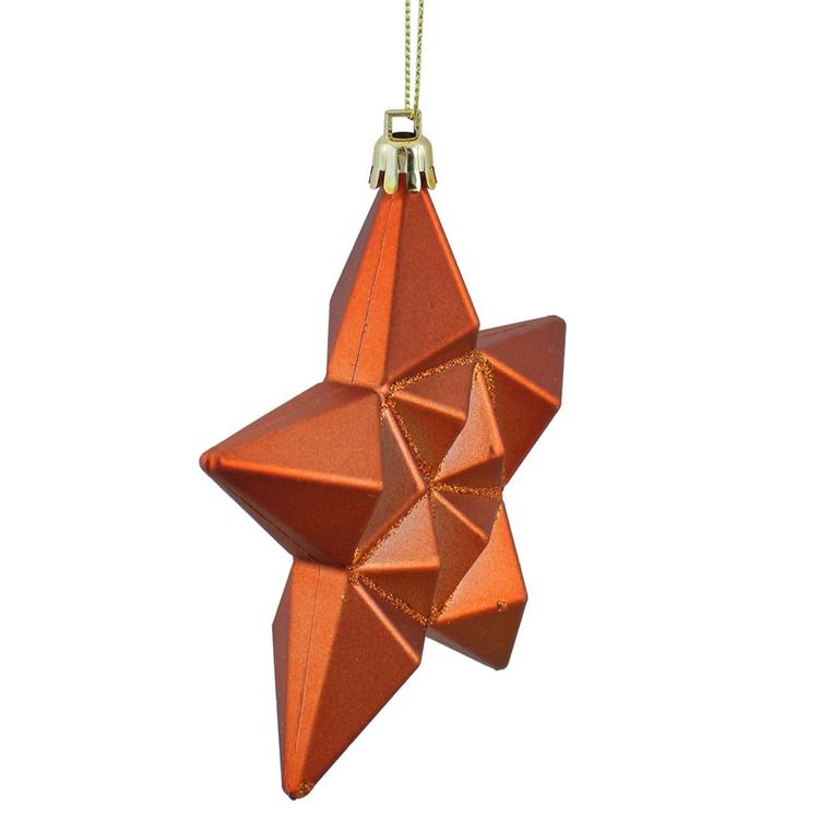 DAK 12ct. Burnt Orange Glittered Star Christmas Ornament Set