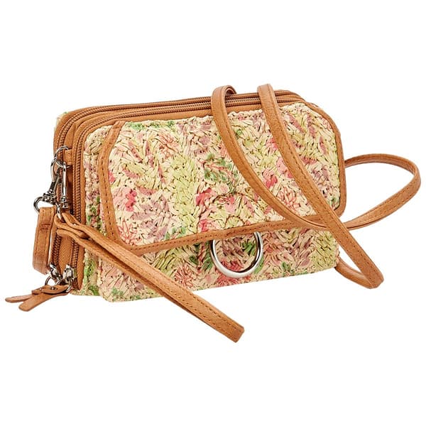 Womens Bueno Floral Straw Crossbody Wallet