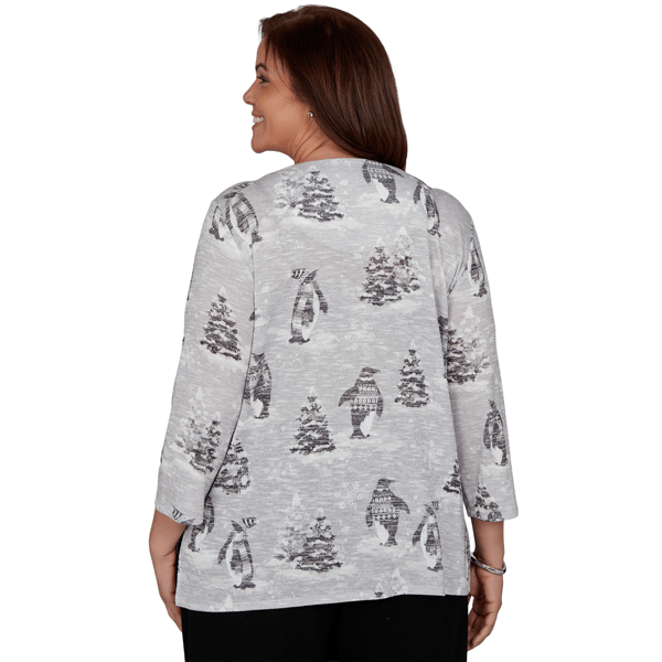 Plus Size Alfred Dunner Classics Penguins and Trees Blouse