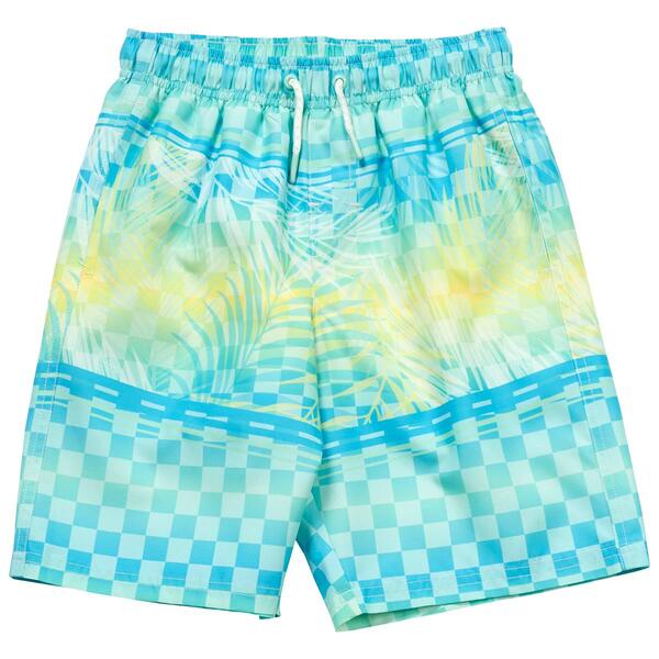 Boys &#40;8-20&#41; SURFZONE&#40;R&#41; Tropical Ombre Checkered Swim Trunks - image 