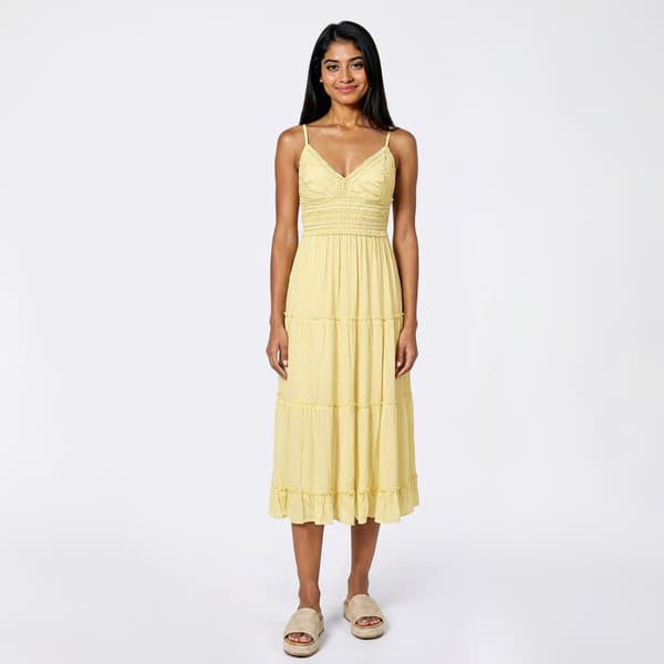 Juniors No Comment Crochet Bust Tier Midi Dress - image 