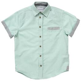 Boys &#40;8-16&#41; Distortion Short Sleeve Button Down Shirt - Green