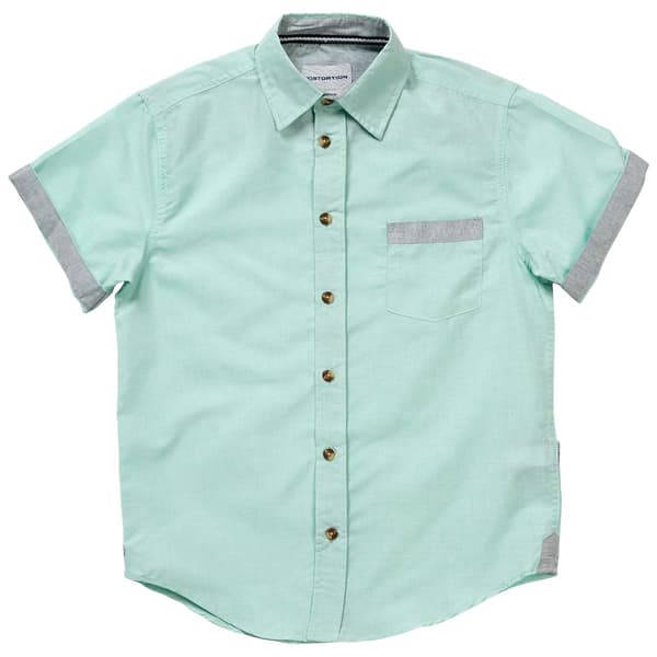 Boys &#40;8-16&#41; Distortion Short Sleeve Button Down Shirt - Green - image 