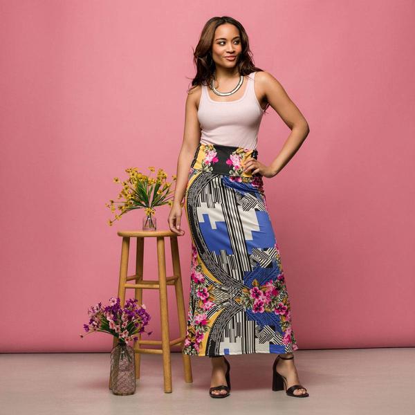 Womens 24-7 Comfort Apparel Floral Foldover Waist Maxi Skirt