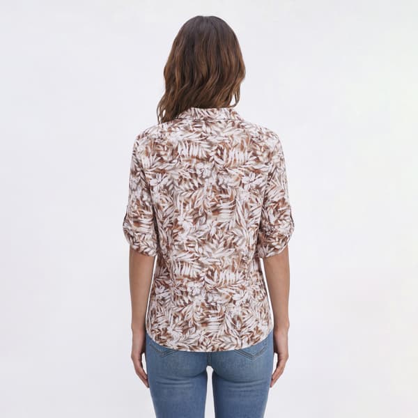 Womens Emily Daniels Elbow Sleeve 1-Pocket Palm Leaf Blouse