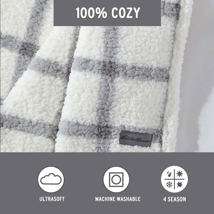 Eddie Bauer Bunkhouse Plaid Sherpa Throw