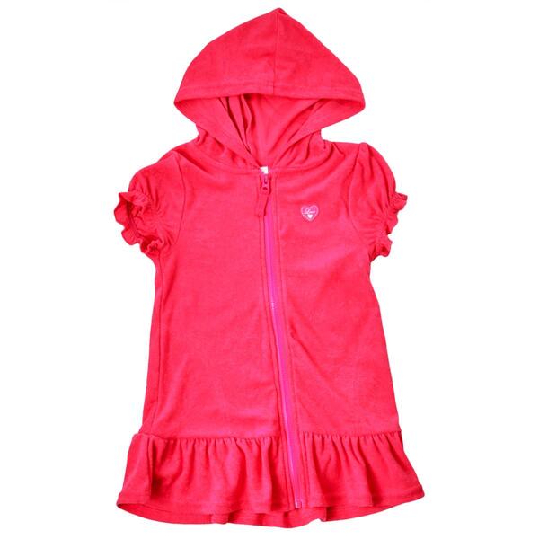 Girls &#40;7-16&#41; Pink Platinum Hooded Terry Swim Cover-Up - image 