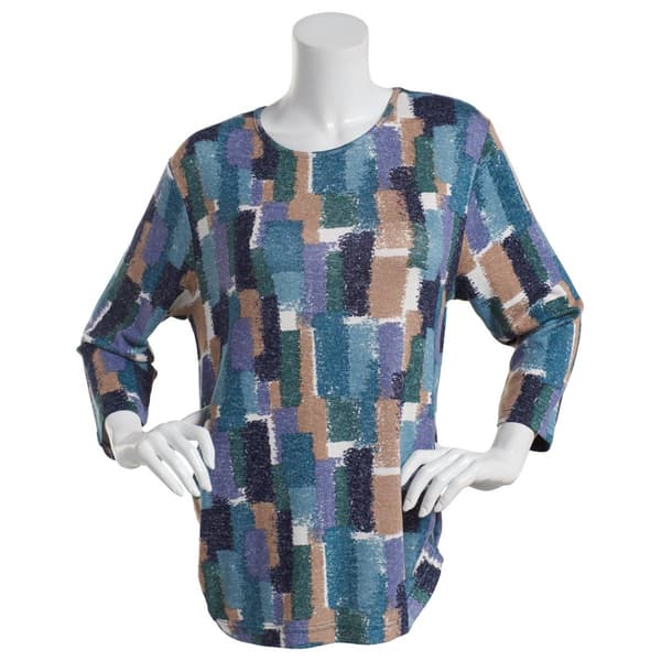 Plus Size Bonnie Evans Geometric 3/4 Sleeve Hacci Tee - Boscov's