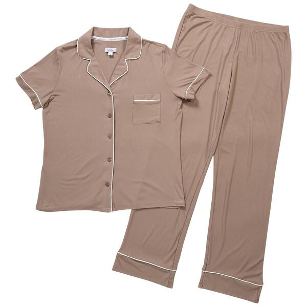 Womens Nicole Miller Studio Short Sleeve Notch Collar Pajama Set - image 