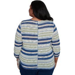 Plus Size Alfred Dunner Indigo Girls Splice Stripe Sweater