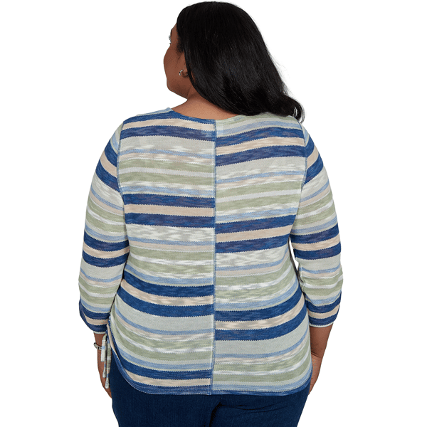 Plus Size Alfred Dunner Indigo Girls Splice Stripe Sweater
