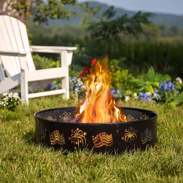 Evergreen Flags & Fireworks Fire Ring