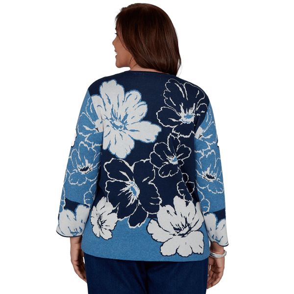 Plus Size Alfred Dunner Good To Go Floral Patch Sweater
