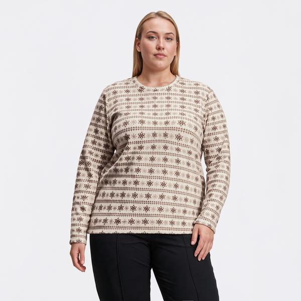 Plus Size Hasting & Smith Long Sleeve Snowflake Fleece Sweater