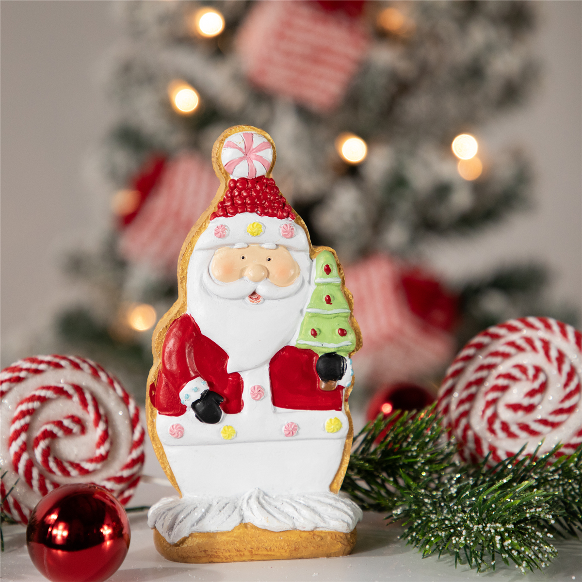 Northlight Gingerbread Santa with Tree Christmas Figurine