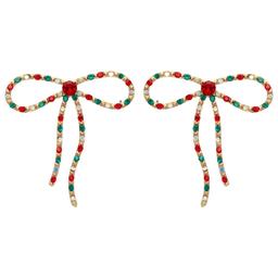 Bow Rhinestone Christmas Earrings