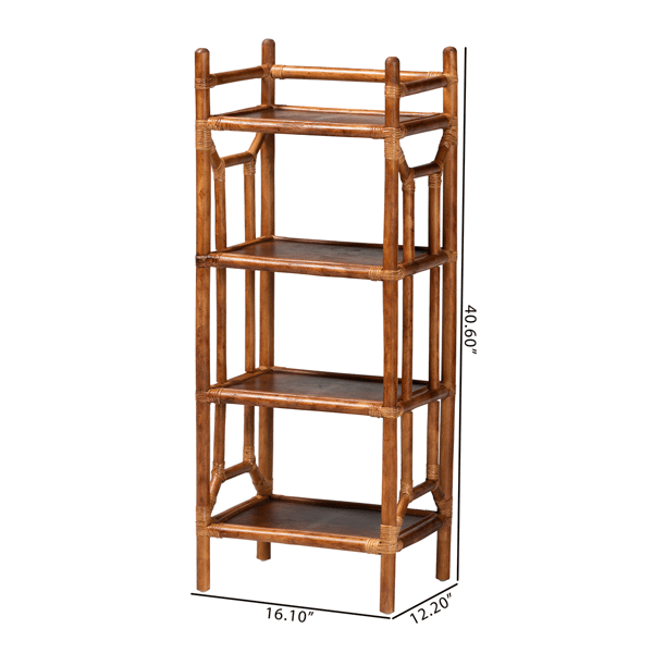 bali & pari Basile Marbled Tortoise Natural Rattan Display Shelf