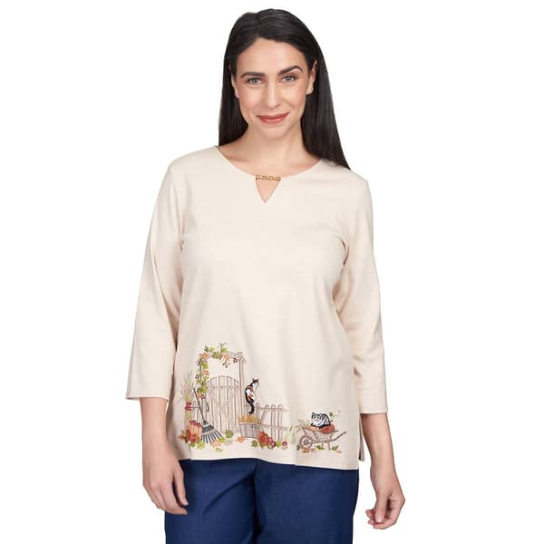Womens Alfred Dunner Classics Cat On A Fence Tee