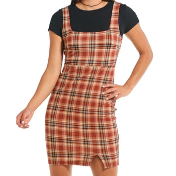 Juniors Almost Famous™ Liverpool 2pc.Plaid Sheath Dress w/Tee - Boscov's