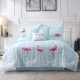 Ashley Cooper&#40;tm&#41; 7pc. Let''s Flamingo Embroidered Comforter Set