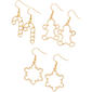 Gold-Tone Gingerbread Man/Tree/Candy/Star Charm Earrings - image 1