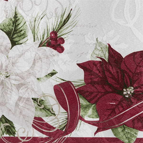 Threadmade Clarette Poinsettia Holiday Fabric Tablecloth