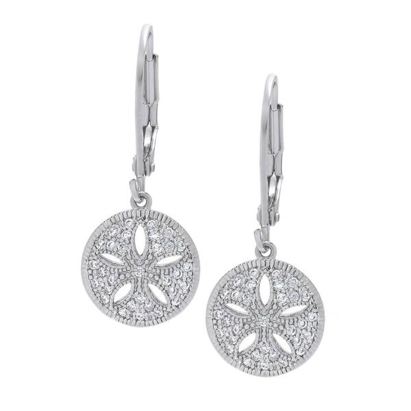 Silver Plated Sand Dollar Dangle Earrings - image 