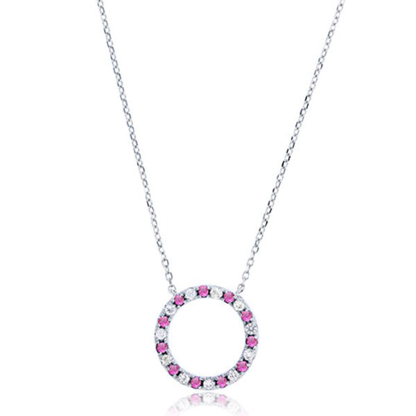 Gemstone Classics&#40;tm&#41; Pink & White Sapphire Necklace - image 