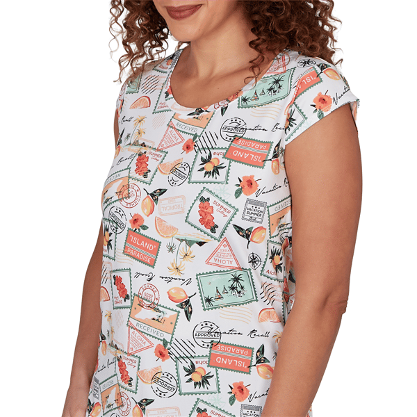 Petite Emaline Key Items Cap Sleeve Tropical Postcard Tee