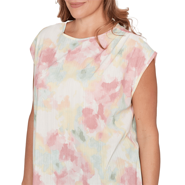 Plus Size Emaline Key Items Cap Sleeve Abstract Watercolor Blouse