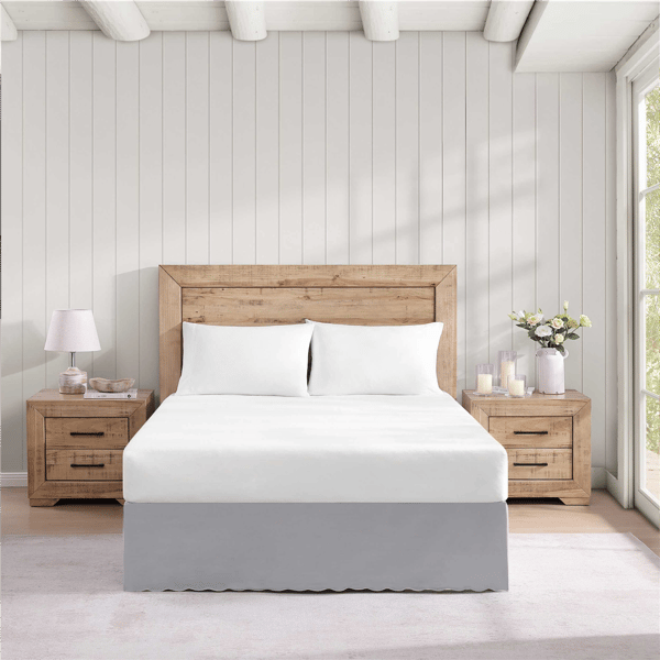 Stone Cottage Solid Scallop Grey Tailored Bed Skirt