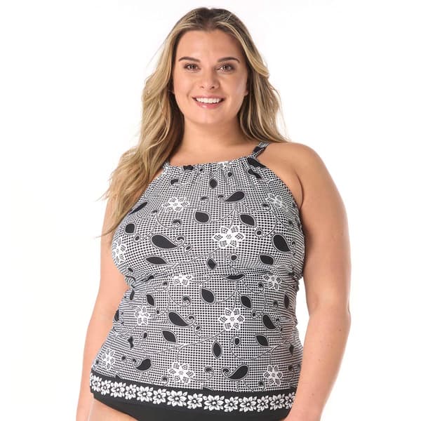Plus Size Beach House Floral Allure Blair Tankini Swim Top - image 